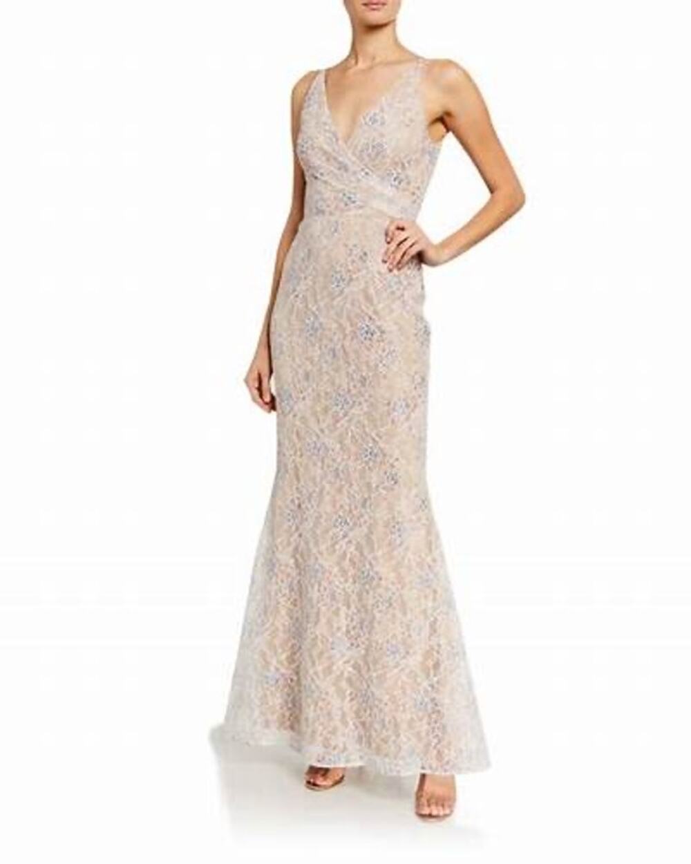 Dress The Population Helen Beige Lace Sequin Formal Gown Size XS